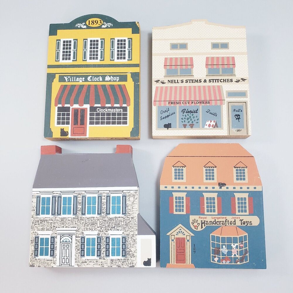 Cat's Meow Village Clock Shop Nell's Stems & Stitches Handcrafted Toys Mansion